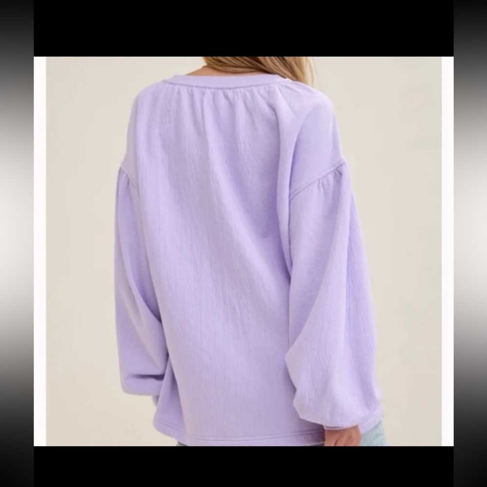 Aerie Easy Street Sweatshirt Lavender V-Neck Oversized Size Small - Picture 4 of 12